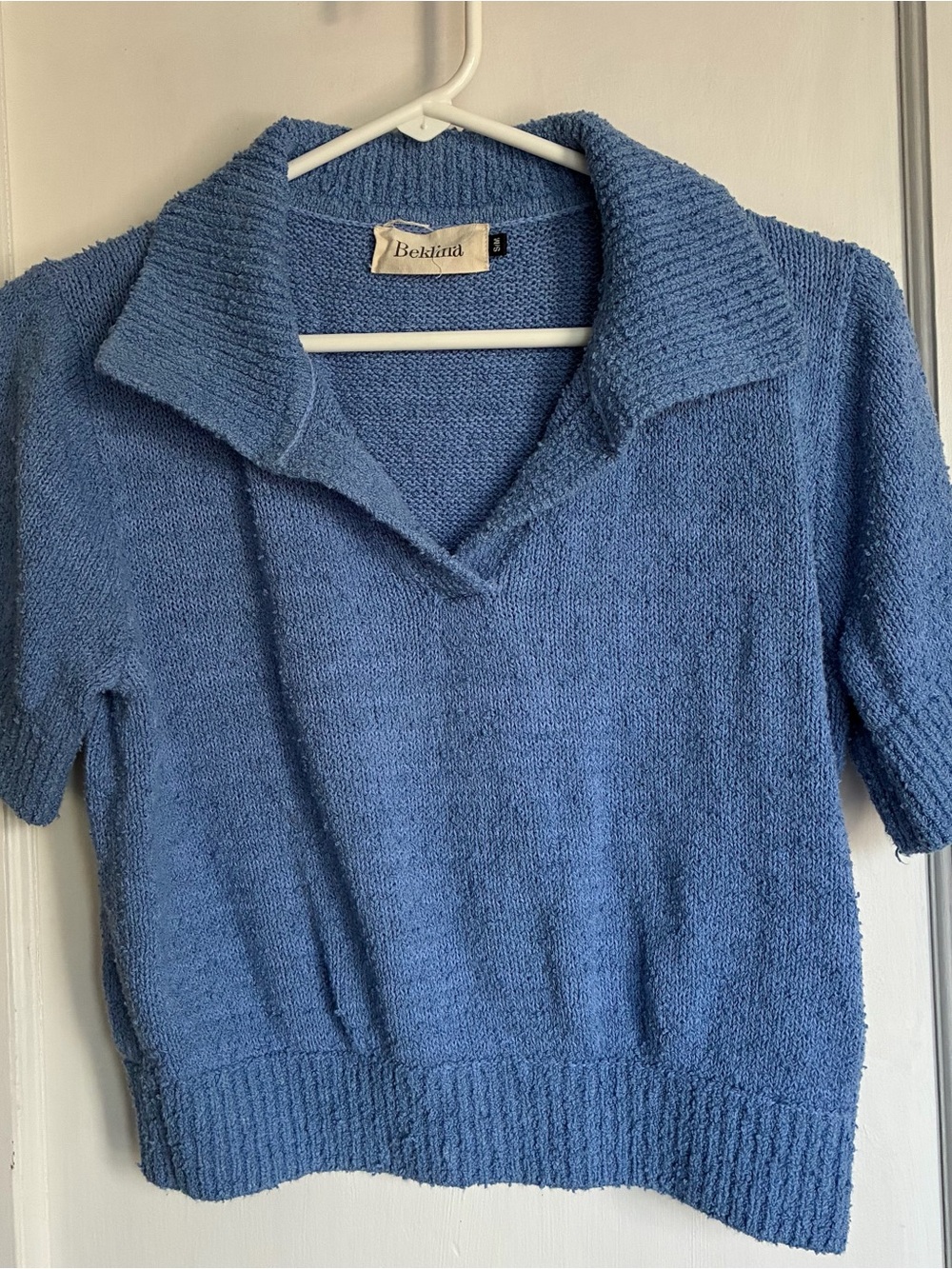Beklina Cornflower Blue Short-Sleeve Knit Sweater